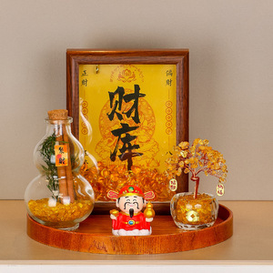 เครื่องประดับต้นคริสตัลพร้อมสัญลักษณ์เทพเจ้าแห่งความมั่งคั่ง ของตกแต่งบ้านทำจากเรซิ่น ของขวัญสำหรับทางเข้าบ้าน - Product Image 3