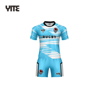 Grosir sublimasi dicetak jersey liga rugbi poliester tim kustom jersey seragam rugby