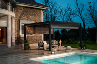 DEEZON Auvent de jardin extérieur Auvent automatique Toit à persiennes rétractable électrique motorisé Pergola en aluminium