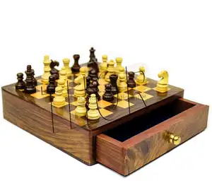 Wooden Board Game Set Travel Games Backgammon Chess Dominoes