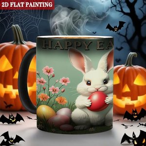 Magic <b>Mug</b> Frosted Black 11oz Ceramic Heat Sensitive Tea Cup <b>Easter</b> Bunny Design - Product Image 6