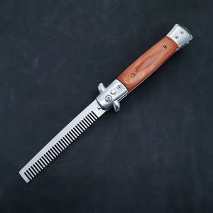 Cuchillo de bolsillo tipo navaja con peine, cepillo para el cabello y botón de apertura automático - Product Image 2
