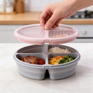 Lonchera Portátil Plegable de Silicona Libre de BPA, Contenedor Plegable con Función de Conservación para Almacenamiento de Alimentos para Niños - Product Image 5