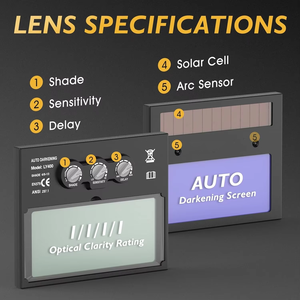 Casque de soudage automatique 3,64 x 1,67 pouces, sensibilité réglable, masque à clapet, vision couleur réelle, capot avant relevable, PP - Product Image 4