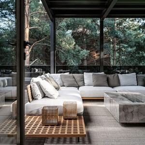 Style luxe moderne contemporain <span class=keywords><strong>jardin</strong></span> teck bois canapés 6 places résistant aux intempéries patio ensemble pour salon hôtel extérieur - Product Image 5