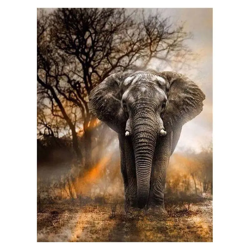 Paintings and Wall Arts 5D Diy Diamond Art Painting Animal Elephant Cross Stitch Embroidery Sunset Mosaic Decoration For HomeDi