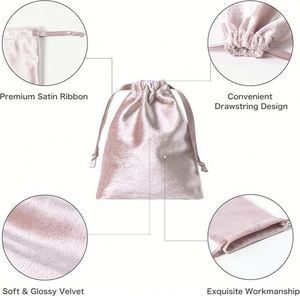 Sac à cordon en velours doux 17x23cm, grande pochette luxueuse mate pour boîte cadeau élégante, cadeaux promotionnels - Product Image 5