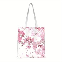 Sac fourre-tout en toile imprimé fleurs de cerisier roses, élégant motif graphique de fleurs de Sakura, sac à bandoulière réutilisable pour femmes, usage quotidien