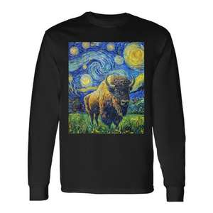 Camiseta de manga larga con estampado de la noche estrellada estilo Van Gogh de Bison Buffalo - Product Image 1