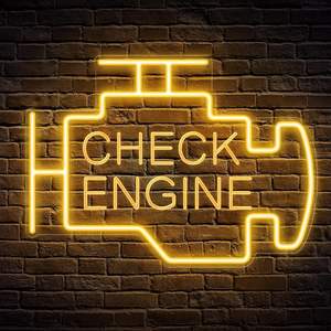 Letrero LED de Neón 'Check Engine' para Decoración de Pared, Color Amarillo Dorado, para Cuarto de Auto, Sala de Juegos o Cuarto de Hombre - Product Image 1