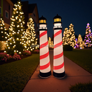 Outdoor LED-<b>Lighted</b> Xmas Lighthouse North <b>Pole</b> Sign Holiday Winter Lawn Yard Decorations - Product Image 2