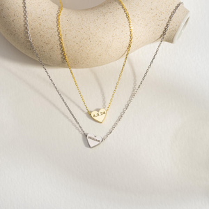 Kalung pasangan hadiah grosir Stainless Steel kalung kustom emas DIY tanggal kustomisasi pribadi hati pelat emas 18k - Product Image 5