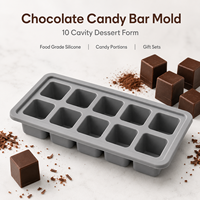 Molde de Silicona de Grado Alimenticio para Barras de Chocolate, 10 Cavidades, Apto para Lavavajillas y Horno, Libre de BPA, para Regalos de Repostería