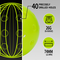 Caston Sports 40-Hole 74mm Pickleball Extérieur 4 Pièces avec Emballage Pickle Ball Ball