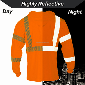 Camisetas de Seguridad Reflectantes de Manga Larga Clase 3 Fluorescentes con Capucha, Logo Personalizado, UPF 50+ y Transpirables para Ropa de Trabajo - Product Image 6