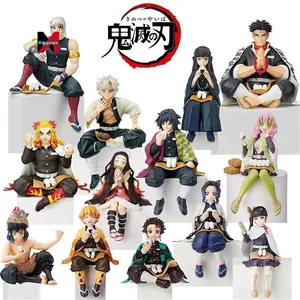 2023 nuevas Figuras de Anime de 12cm Demoned a Slayer Sit versión Kamado Tanjirou Agatsuma Zenitsu Eat Rice PVC figura de acción muñecas