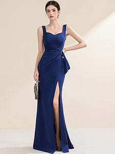 فستان سهرة نسائي جديد مثير بدون أكمام بفتحة رقبة عميقة على شكل V فستان طويل للحفلات والسهرات - Product Image 3