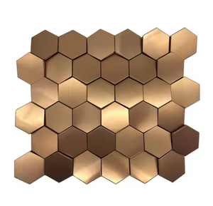 3D lục giác vàng chải thép không gỉ Peel và Stick kim loại Gạch Mosaic Chất lượng cao kim loại & sản phẩm kim loại