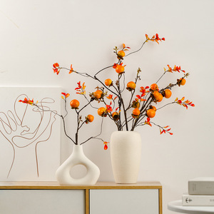 Jarrón de Cerámica Minimalista Moderno y Sencillo con Aspecto Premium, Arreglo de Flores Artificiales de Color Caqui para Decoración de Mesa de Comedor y Sala de Estar - Product Image 2