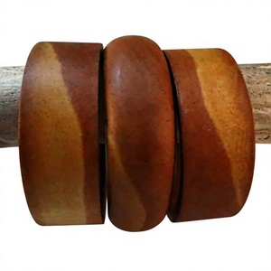 Bracelet jonc vintage en bois, unique et élégant, avec incrustation plaquée or, bijoux pour femmes, cadeaux pour mariages et fêtes - Product Image 4
