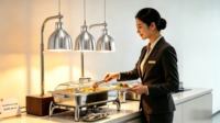 Chauffe-plat automatique en acier inoxydable CE 275W avec contrôle de température 50 à 70°C, haute efficacité énergétique, pour hôtels, avec lampe chauffante