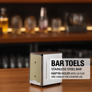 Portatovaglioli da Bar in Acciaio Inossidabile con Coperchio e Maniglia per Uso su Bancone - Product Image 3