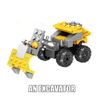 Juguete Educativo STEM Interactivo para Niños, Bloques de Construcción Transformables Shantou, Juguete DIY 2 en 1, Excavadora de Construcción, Ladrillos Robot