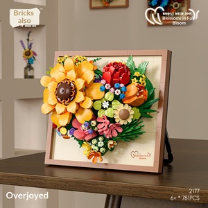 Bouquet de fleurs de tournesol et de papillons, cadre photo, blocs de construction compatibles, briques tendance, jouet décoratif, cadeau créatif - Product Image 3