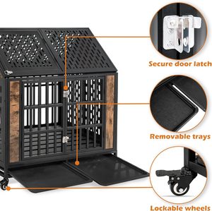 Con Chó Crate Gia Cố Rugged Nhà Vật Nuôi Có Thể Tháo Rời Lớn Con Chó Crate Với Bánh Xe - Product Image 4