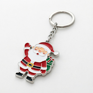 Porte-clés en métal Santa en alliage de zinc plaqué nickel, émail souple moulé sur mesure, vente en gros pour les magasins de détail de Noël - Product Image 3