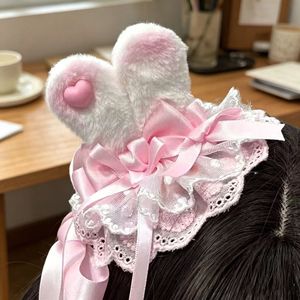 Lindo pasador de pelo con forma de lazo para niña, accesorio delicado para el cabello estilo princesa, encaje rosa a la moda - Product Image 3