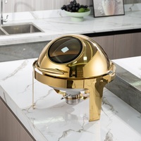 Chauffe-Plats Professionnel pour Buffets d'Hôtel, Bain-Marie Rond à Clapet en Acier Inoxydable pour Événements et Réceptions