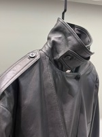 Manteau en peau de mouton pleine fleur de marque de créateur nordique, col en forme de entonnoir, veste de motard à jambes larges avec finition brillante