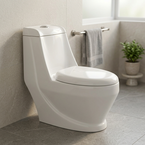 Cyclone Flushing Indian Bathroom Villa Square Full <b>Back</b> Touch Wall Rimless One Piece Water Closet - Product Image 2