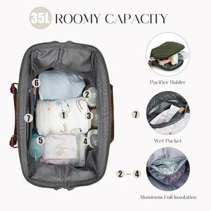 <span class=keywords><strong>Sac</strong></span> à langer grand format 6 pièces avec matelas à langer et 2 pochettes organisées, <span class=keywords><strong>sac</strong></span> de <span class=keywords><strong>maman</strong></span> pour l'hôpital - Product Image 4