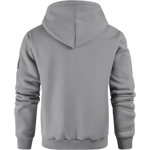 Cross-border New-arrival for <strong>Mens</strong> Spring Solid Pullover <strong>Hoodie</strong> Multi-pocket Hooded Long-sleeve Fleece-lined - Product Image 5