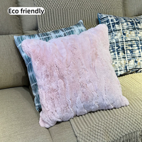 Coussin décoratif en fourrure de lapin véritable haute densité, doux et agréable pour la peau, coussin carré pour la décoration intérieure