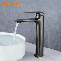 Robinet de lavabo moderne à poignée unique en alliage de zinc brossé avec cartouche céramique
