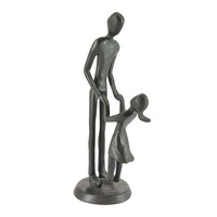 Sculpture Familiale Abstraite Moderne Faite à la Main en Fonte, Statue Père-Fille Dansant, Figurine Métallique, Décoration de Table pour la Maison