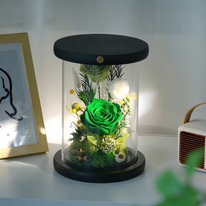 Bouquet de roses éternelles personnalisées sous cloche en verre avec veilleuse, lampe à <span class=keywords><strong>rose</strong></span> éternelle à commande tactile OEM/ODM, vente en gros d'usine - Product Image 2