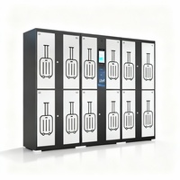 Casier de rangement pour bagages avec logo personnalisé, disposition des compartiments OEM, serrure électronique, armoire en acier pour les opérateurs d'aéroports, d'hôtels et de centres commerciaux