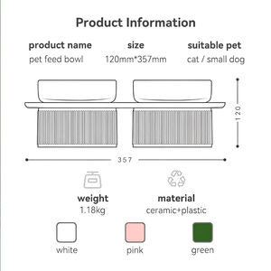 Cuencos elevados de cerámica para comida y agua para perros y gatos, protector de cuello de pie alto, lavabo para gatos, juego de cuencos elevados dobles antideslizantes - Product Image 5