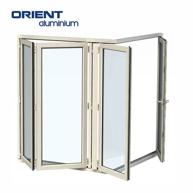 Portes et fenêtres en aluminium de bonne qualité, fenêtre d'accordéon en verre pliable de guangzhou