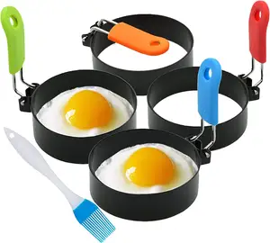 Round Cooking Tools Handle Aço Inoxidável Non-Stick Round Fried egg circle Pancake Egg Rings Mold