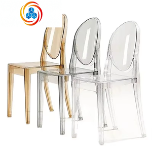 Chaises de salle à manger rondes en polypropylène acrylique transparent, chaises en plastique modernes pour l'extérieur, couleur noire - Product Image 6