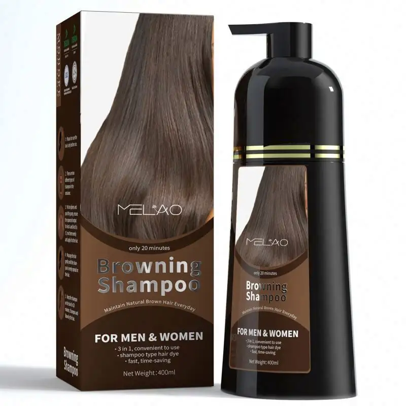 Kruiden 3 In 1 Semi-Permanente Haren Kleurstof Shampoo 100% Grijze Haarbedekking 5 Min Voor 30 Dagen Zwart