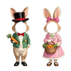 Grand lapin et poussin gonflables de Pâques transfrontaliers avec lumières LED pour la décoration de patio extérieur et de jardin de printemps - Product Image 1