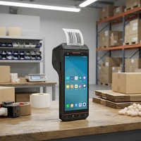 Terminal de données mobile PDA portable avec écran tactile intelligent, robuste, pour la logistique d'entrepôt, Android 13, lecteur de codes-barres sans fil avec imprimante