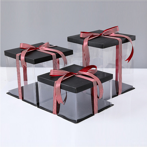 Hộp bánh nhựa trong suốt hình vuông cao, in logo tùy chỉnh, kích thước 6/8/10/12/14 inch, dùng cho đám cưới, sinh nhật, tiệc tùng - Product Image 4