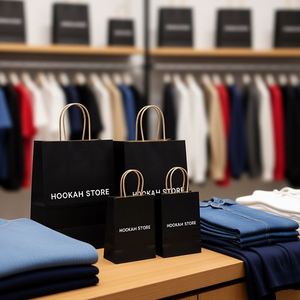 Bolsas de Compra de Papel Kraft con Logotipo Personalizado al por Mayor, Bolsas de Regalo Ecológicas Reciclables con Asas para Envasado de Alimentos al por Menor - Product Image 1